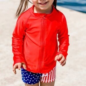 Swimzip Rash Guard UPF 50 Vibrant Red Zip-Up Jacket